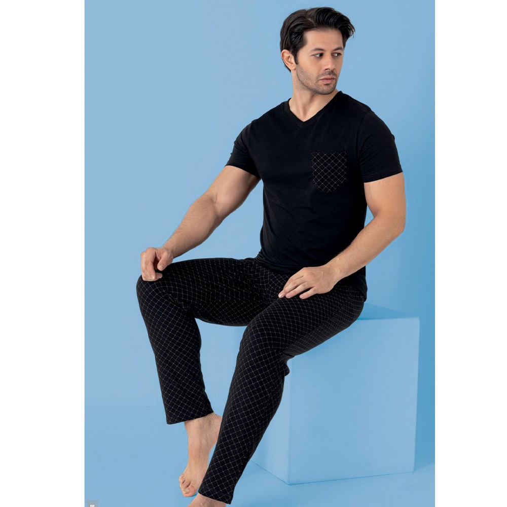 Tekten Fashion 7570 Erkek Penye Desenli Kısa Kol Pijama Takımı M-2XL - Karışık Renk - M-L-XL-2XL