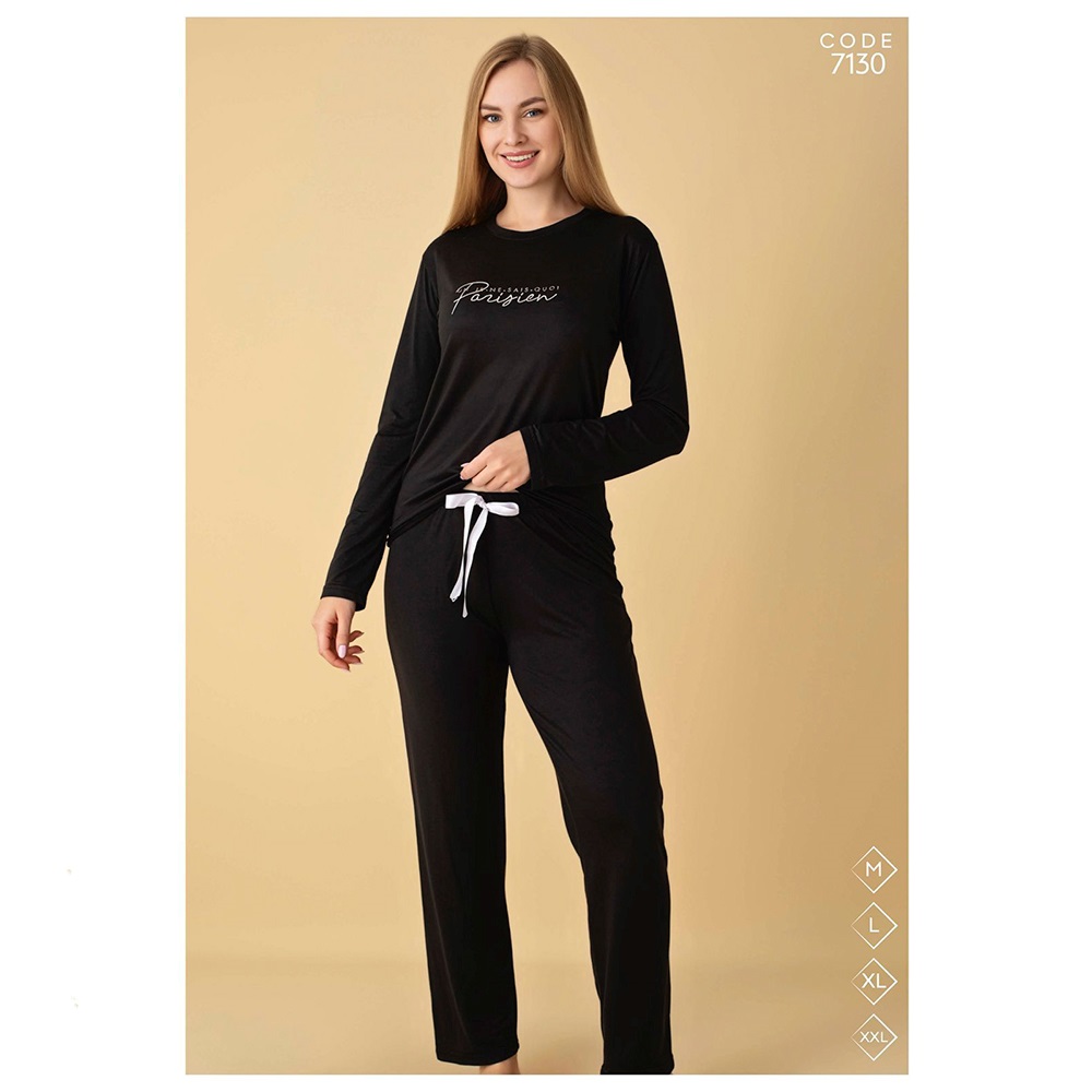 Selina 7130 Bayan Milan Desenli Uzun Kol Pijama Takımı M-2XL - Karışık Renk - M-L-XL-2XL