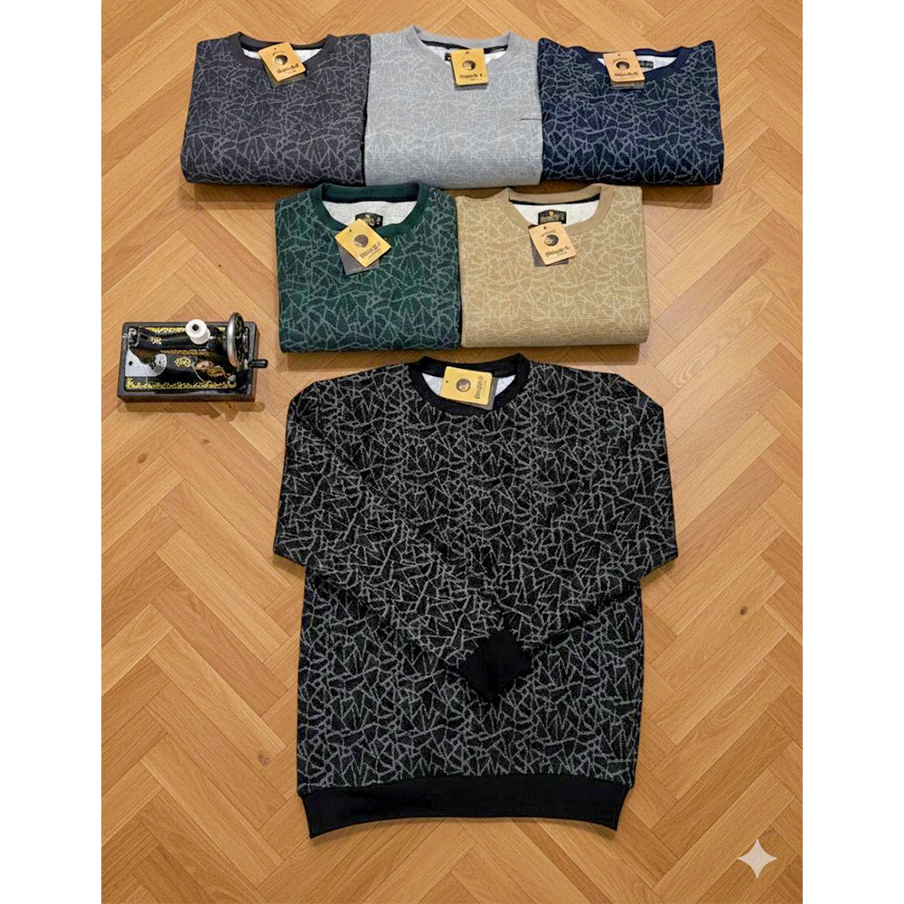 Strongx 00261 Erkek Jakarlı Üçgen Desenli Sıfır Yaka Sweat S-2XL - Karışık Renk - S-M-L-XL-2XL