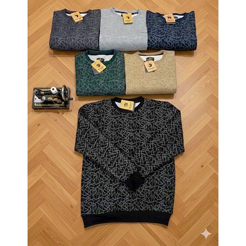 Strongx 00261 Erkek Jakarlı Üçgen Desenli Sıfır Yaka Sweat S-2XL - Karışık Renk - S-M-L-XL-2XL