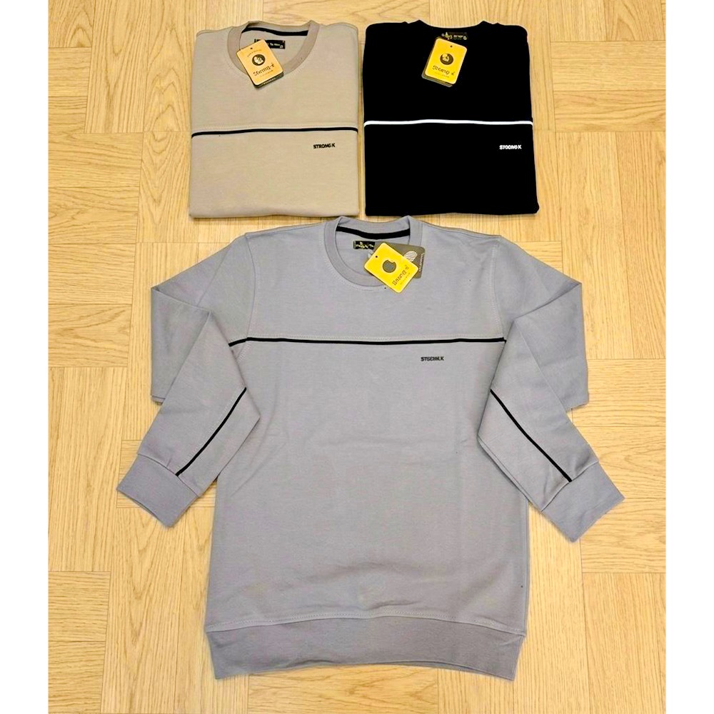 Strongx 00352 Erkek Duble Ways Kol Beden Biyeli Sıfır Yaka Sweat S-2XL - Karışık Renk - S-M-L-XL-2XL