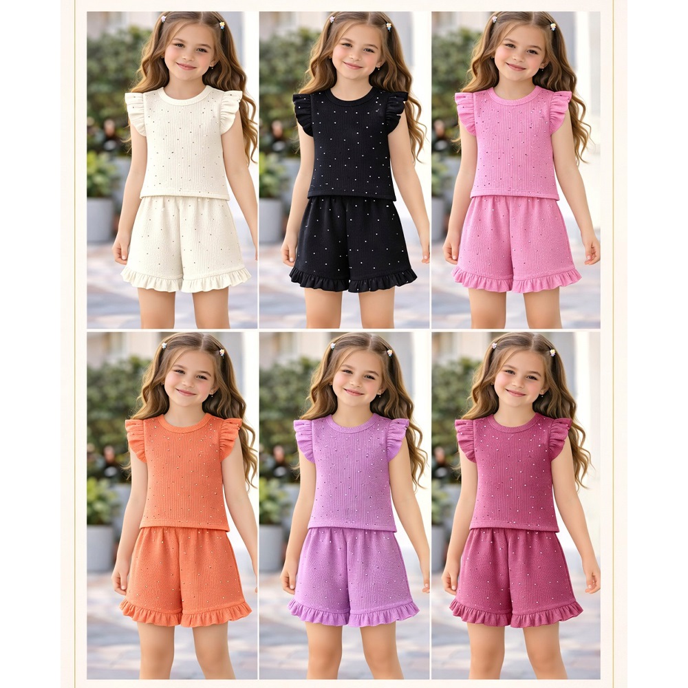 Minika Kız Çocuk Fitilli Desenli Şortlu Takım 2-5 Yaş