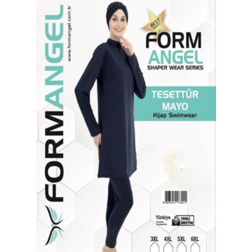 Form Angel 1602 Kadın Fermuarlı Düz Renk Taytlı Tesettür Mayo S-3XL