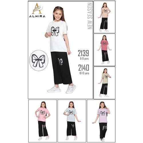 Almira Kids 2139 Kız Çocuk Penye Siyah Kurdele Baskılı Takım 6-9 Yaş