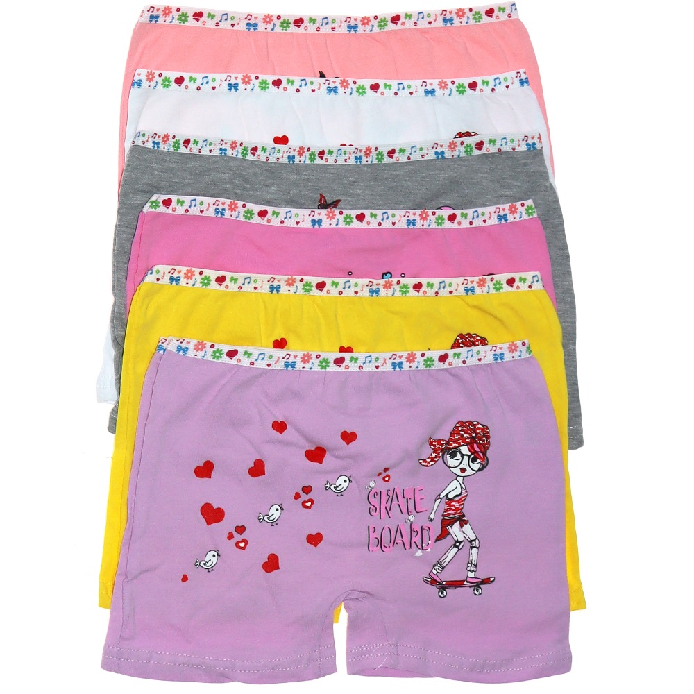 Tutku 0181 Kız Çocuk Elastan Baskılı Şort - Karışık Renk