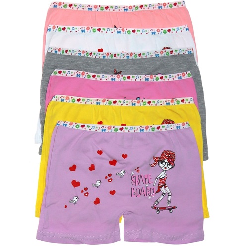 Tutku 0181 Kız Çocuk Elastan Baskılı Şort - Karışık Renk - 4