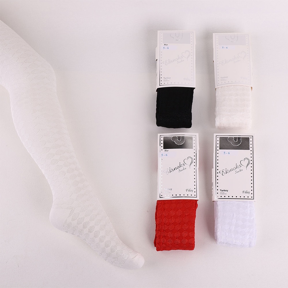 Ekinoks Kız Çocuk Filoşlu Külotlu Çorap - Beyaz - 0-1 YAŞ