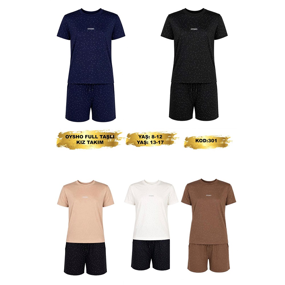 Oysho ÇT301/1 Kız Çocuk Oysho Full Taş Baskılı 2 Li Takım 8-12 Yaş