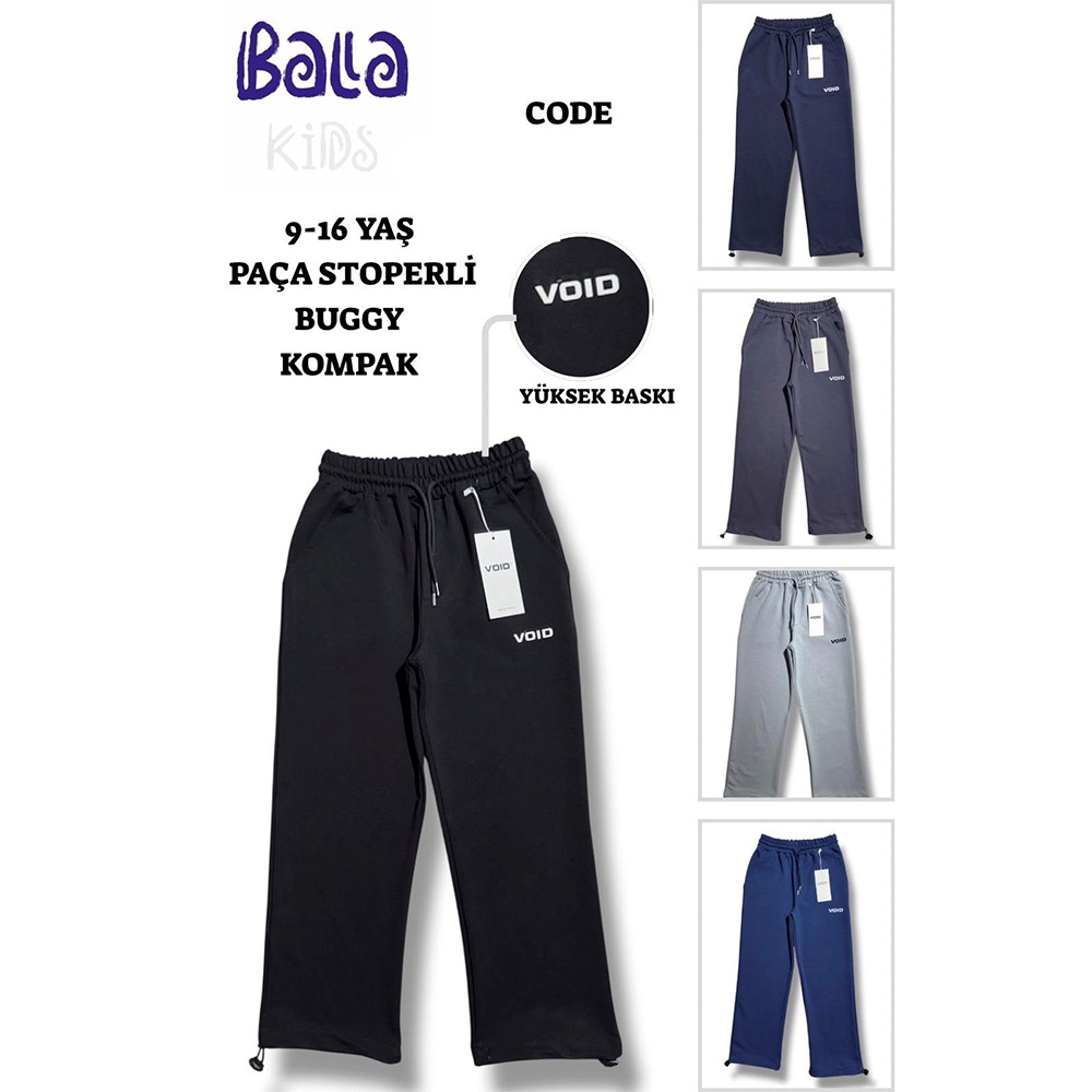 Bala 0841 Erkek Çocuk Kompak Penye Voıd Baskılı Stoperli Paça Eşofman Alt 3-16 Yaş