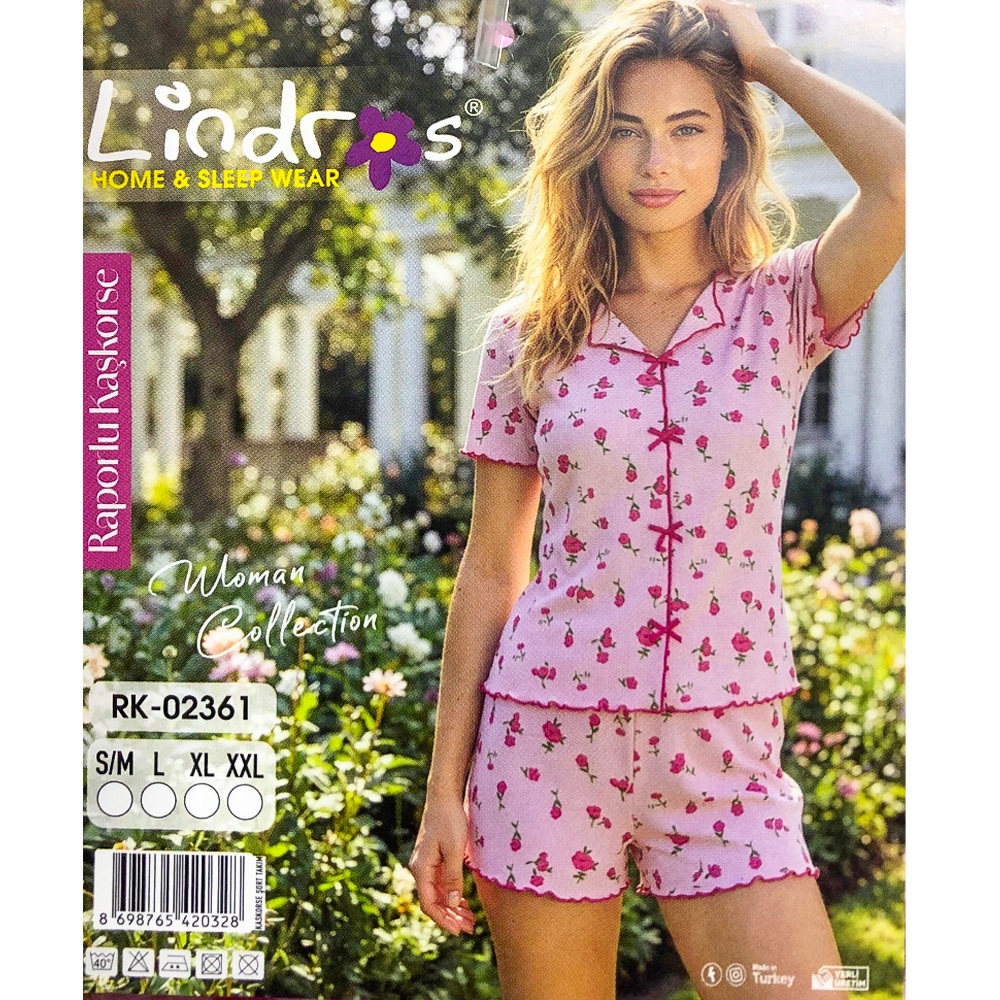 Lindros RK-02361 Bayan Raporlu Kaşkorse Desenli Şortlu Takımı S-2XL