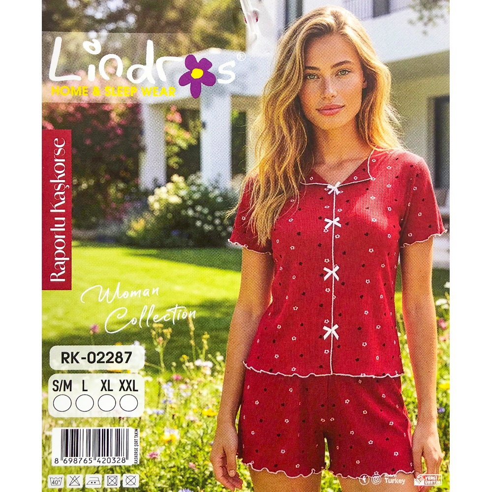 Lindros RK-02287 Bayan Raporlu Kaşkorse Desenli Şortlu Takımı S-2XL
