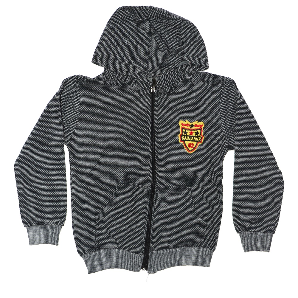 Damlanur Şardonlu Fermuarlı Kapşonlu Sweatshirt 5-6-7-8 Yaş