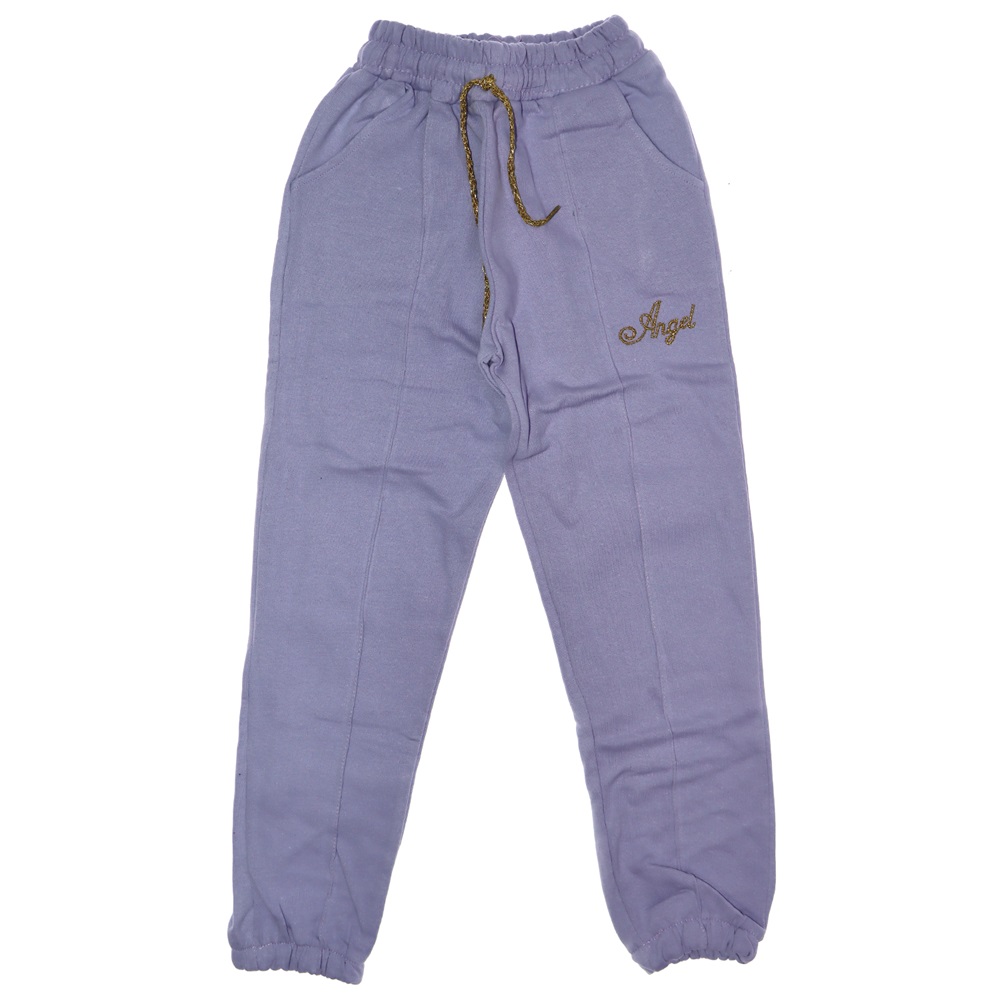 079 Kız Çocuk Paça Lastikli Angel Nakışlı Jogger İki İplik Kız Alt 9-12 Yaş