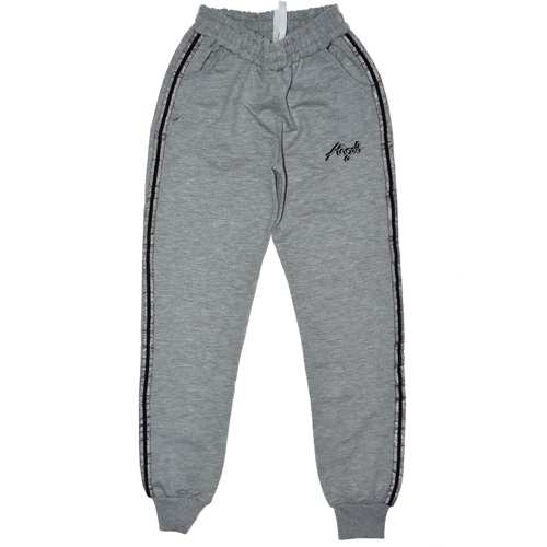 Şeritli Angel Nakışlı Penye Kız Garson Tek Eşofman Alt 9-12 Yaş