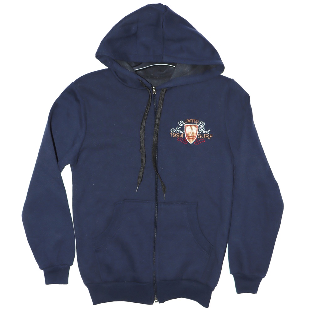 Erkek Çocuk Fermuarlı Kapşonlu Nakışlı Hırka