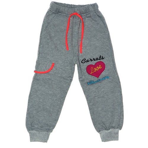 Kız Çocuk Kalp Nakışlı Üç İplik Pijama Altı 3-4-5-6 Yaş