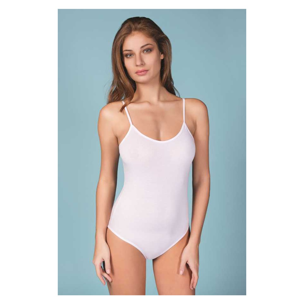 Berrak 2081-2082 Bayan İp Askı Çıtçıtlı Body - Beyaz - XL
