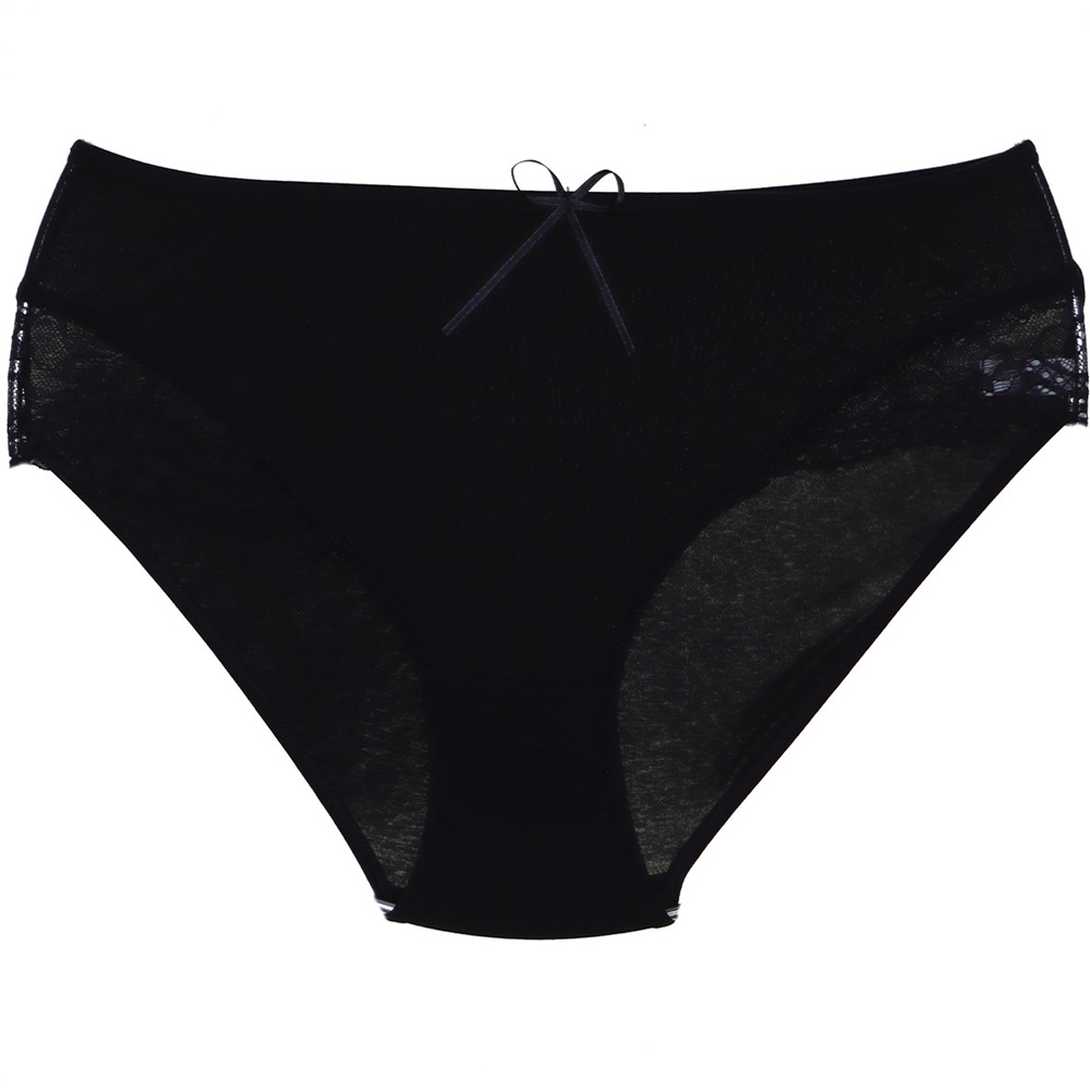 Rinna R-271 Bayan Ön Yan Bant Dantelli Bato - Siyah - L