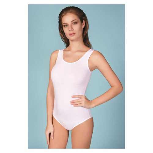 Berrak 2083-2084 Bayan Kalın Askı Çıtçıtlı Body - Beyaz - S