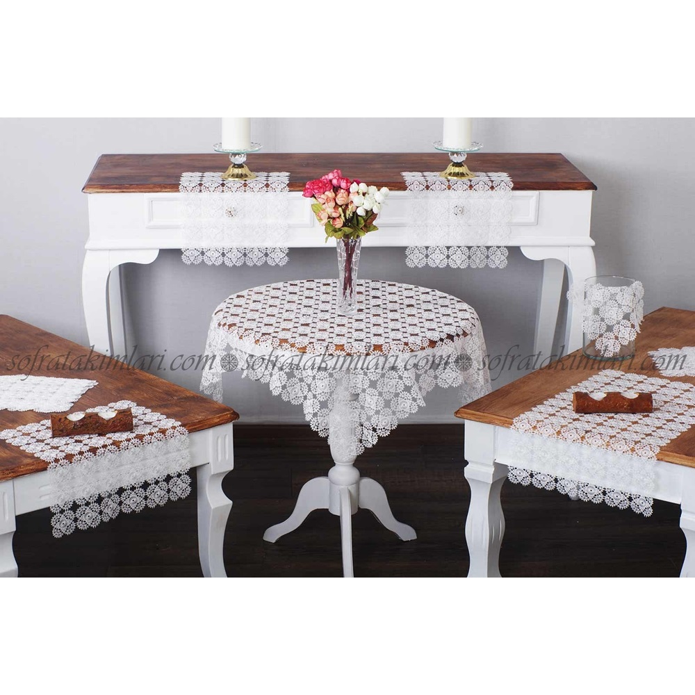 Polatoğlu 17 Parça Kalın İğne Oyası Salon Takımı