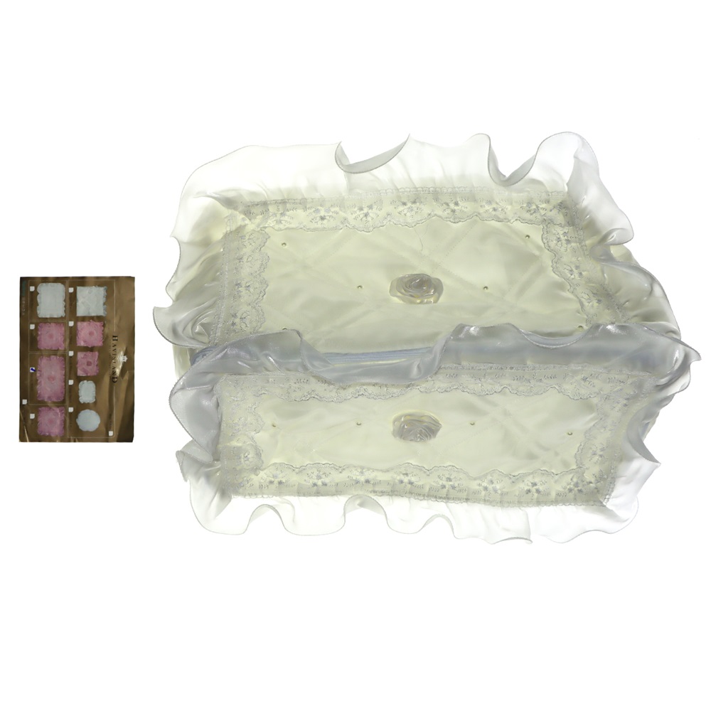 Havinland İncili Güpürlü Dikdörtgen Sandık Hurcu - Ekru