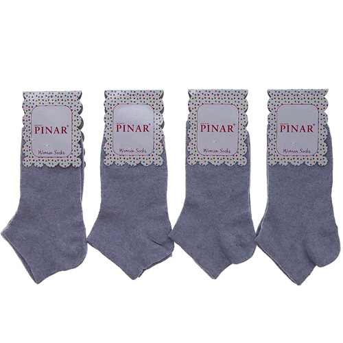 Pınar 0081 Bayan Likralı Mevsimlik Patik Çorap - Gri - PAKET İÇİ TEK RENK