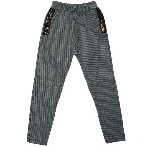 300 Cep Ağzı Leopar Şeritli Balık Sırtı Nakışlı Kız Çocuk Tayt 3-10 Yaş