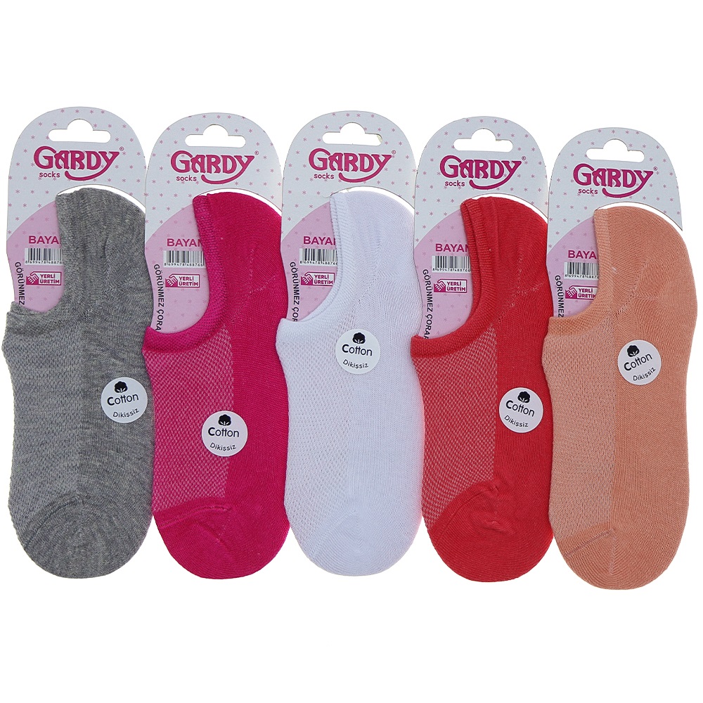 Gardy 8766 Bayan Cotton Likralı Sneaker Babet Çorap - Karışık Renk Desenli