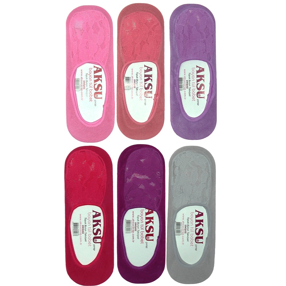 Aksu 0977 Bayan Likralı Dikişsiz Dantelli Babet Çorap