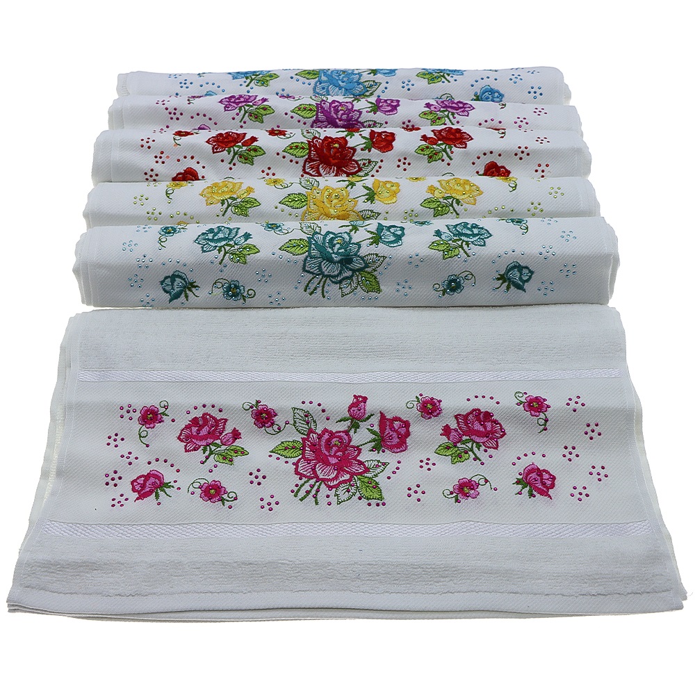 Goncagül Nakışlı Taşlı El Yüz Havlusu 50 x 90 cm