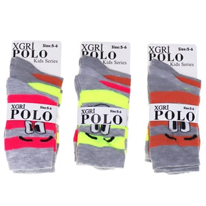 Ç-4 Polo Kız Çocuk Penye Likralı Soket Çorap - Karışık Renk - 5-6 YAŞ