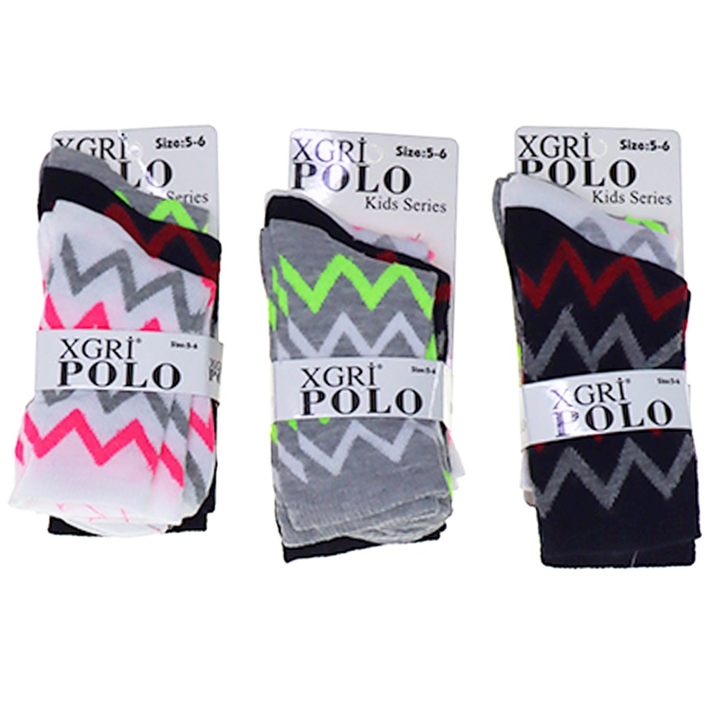 Ç-4 Polo Kız Çocuk Penye Likralı Soket Çorap - Karışık Renk - 5-6 YAŞ
