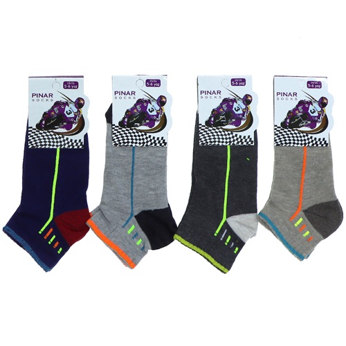 Pınar 0050 Erkek Çocuk Penye Likralı Patik Çorap- Karışık Renk - 3-4 YAŞ