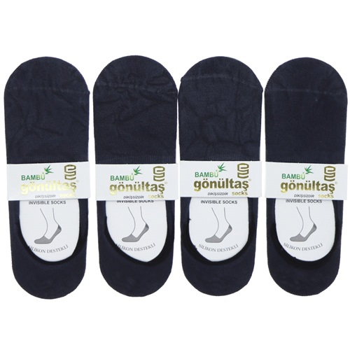 Gönültaş 7103 Bayan Bambu Silikonlu Dikişsiz Likralı Babet Çorap - Füme - PAKET İÇİ TEK RENK