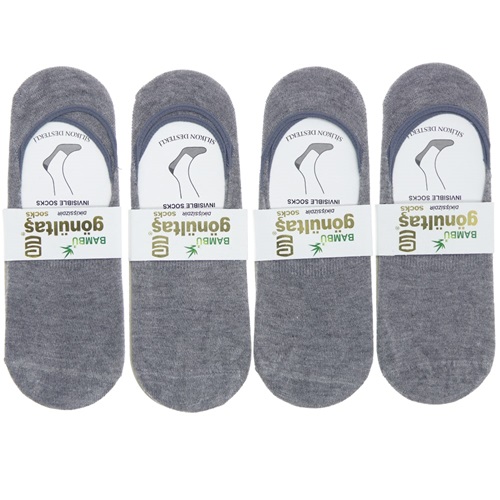 Gönültaş 7103 Bayan Bambu Silikonlu Dikişsiz Likralı Babet Çorap - Gri - PAKET İÇİ TEK RENK