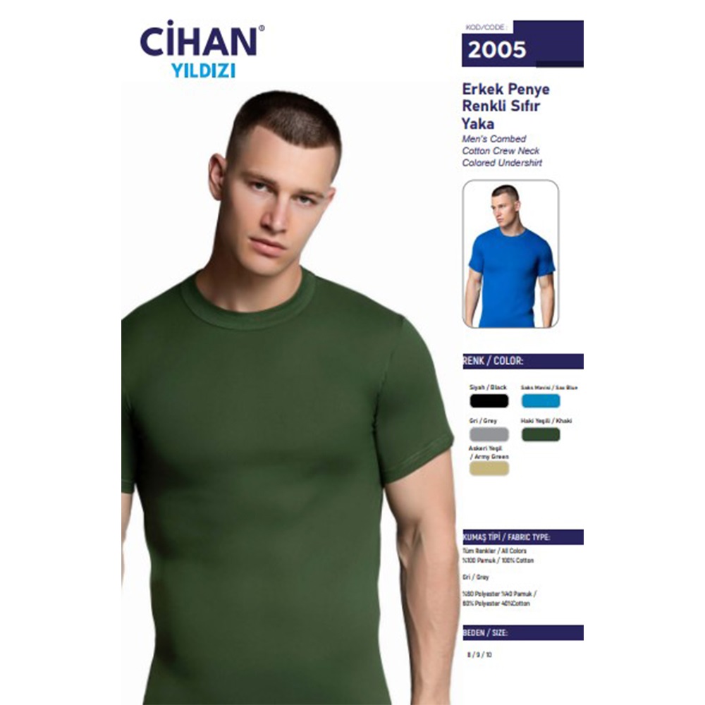 Cihan Yıldız 2005 Erkek Renkli Sıfır Yaka Atlet - Gri - 10