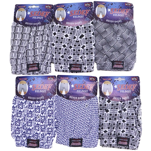 Sedef Yıldız 1053 Erkek Penye Boxer Şort - Karışık Renk - BATTAL
