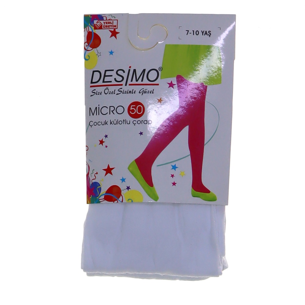 Desimo Kız Çocuk Micro 50 Den Külotlu Çorap - Beyaz - 11-12-13 YAŞ