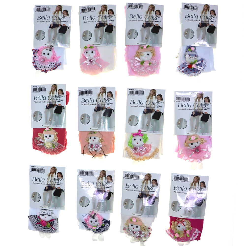 Bella Calze 8146 Kız Çocuk Mikro 50 Den Aksesuarlı Külotlu Çorap - Karışık Renk - 6-8 YAŞ