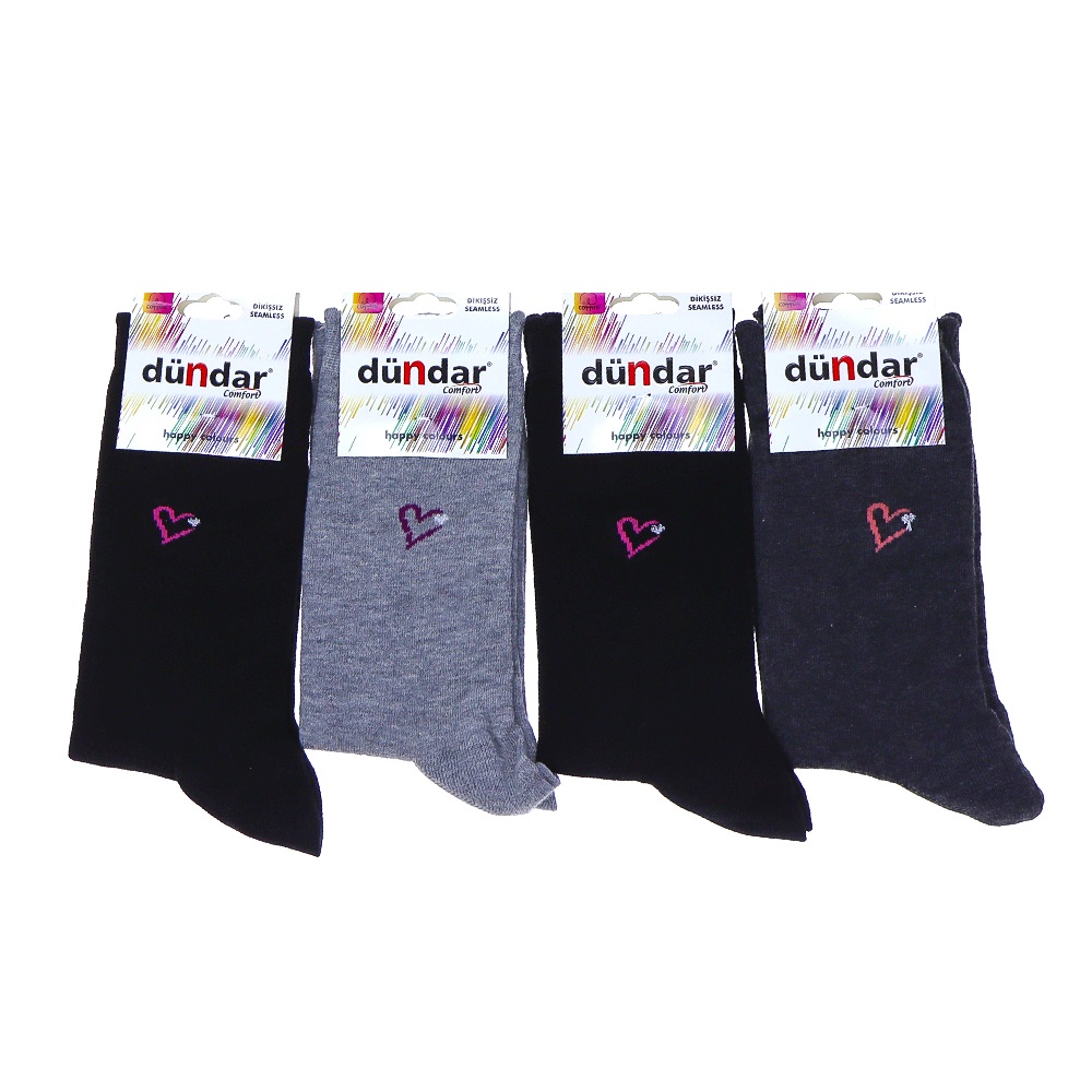 Dündar 5589 Bayan Desenli Comfort Dikişsiz Likralı Soket Çorap - Beyaz - PAKET İÇİ TEK RENK