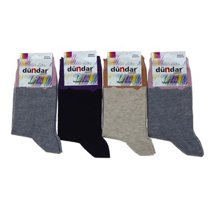 Dündar 5589 Bayan Desenli Comfort Dikişsiz Likralı Soket Çorap - Beyaz - PAKET İÇİ TEK RENK