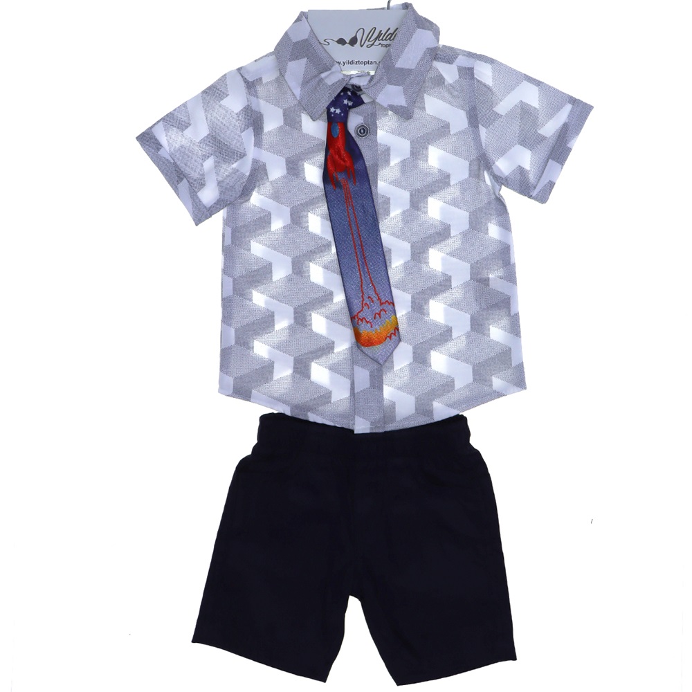 3031 Gömlekli Kravatlı Erkek 2li Takım 6-9-12-18 Ay