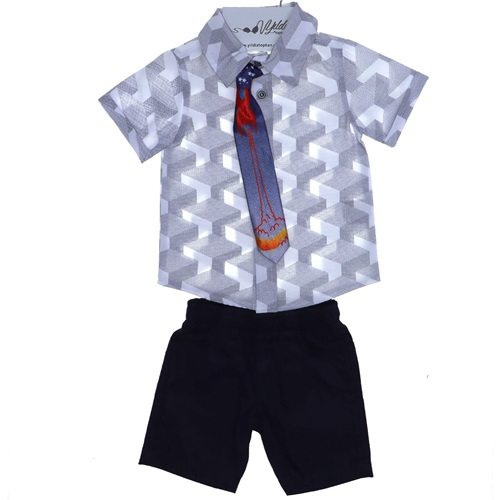 3031 Gömlekli Kravatlı Erkek 2li Takım 6-9-12-18 Ay