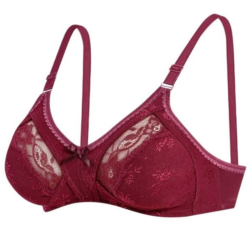 Ebru 1006 Bayan Toparlayıcı Lez Ara Dantel Sütyen - Mürdüm - 85