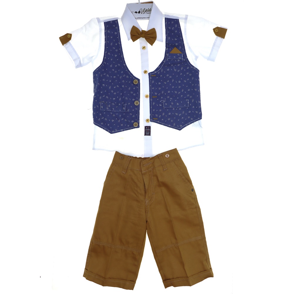 651 Sahte Yelekli Erkek Çocuk 2li Takım 5-8 Yaş