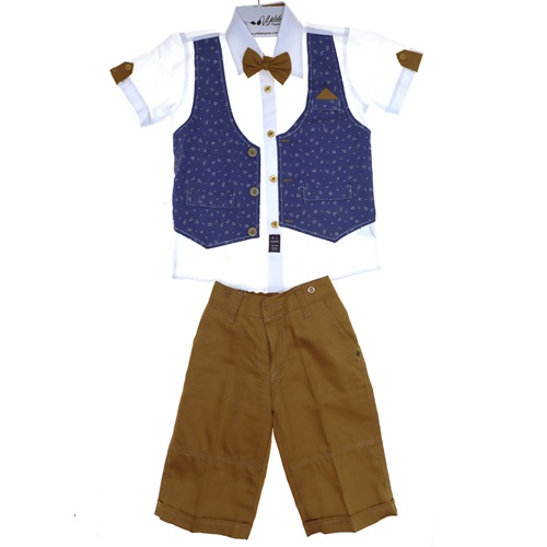 651 Sahte Yelekli Erkek Çocuk 2li Takım 5-8 Yaş