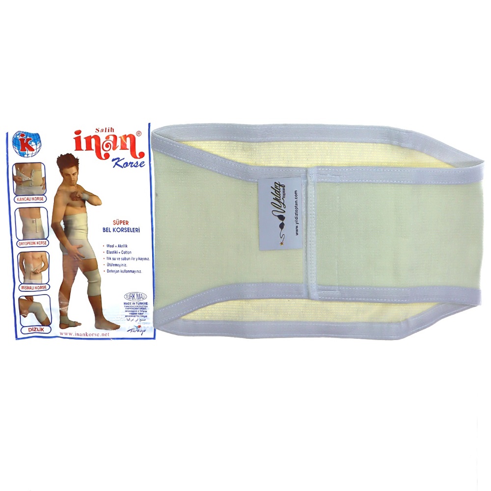 İnan 43 Erkek Tosyalı Ortopedik Cırtlı Bel Korsesi - Krem - 4