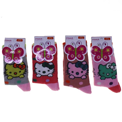Pınar 0012 Kız Çocuk Mevsimlik Likralı Soket Çorap - Karışık Renk - 5-6 Yaş