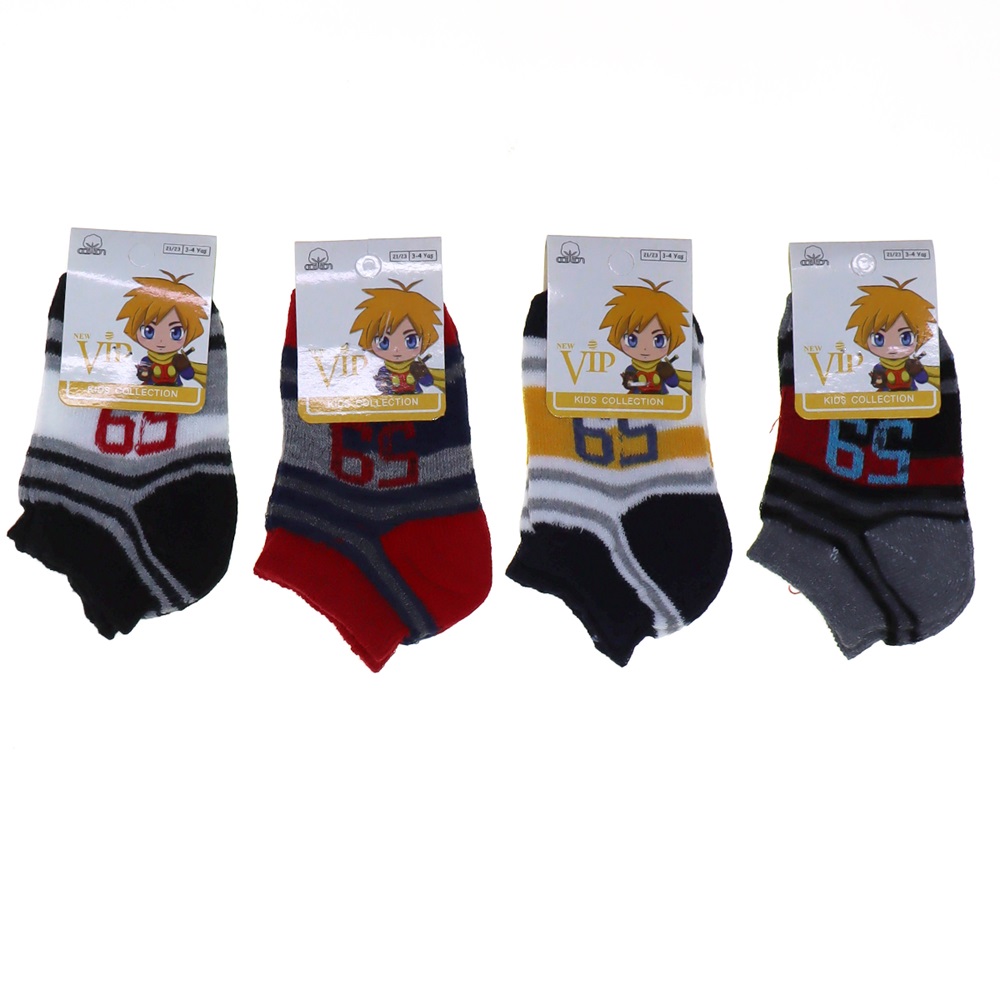 Vip 203 Desenli Mevsimlik Erkek Çocuk Patik Çorap -3-4 Yaş