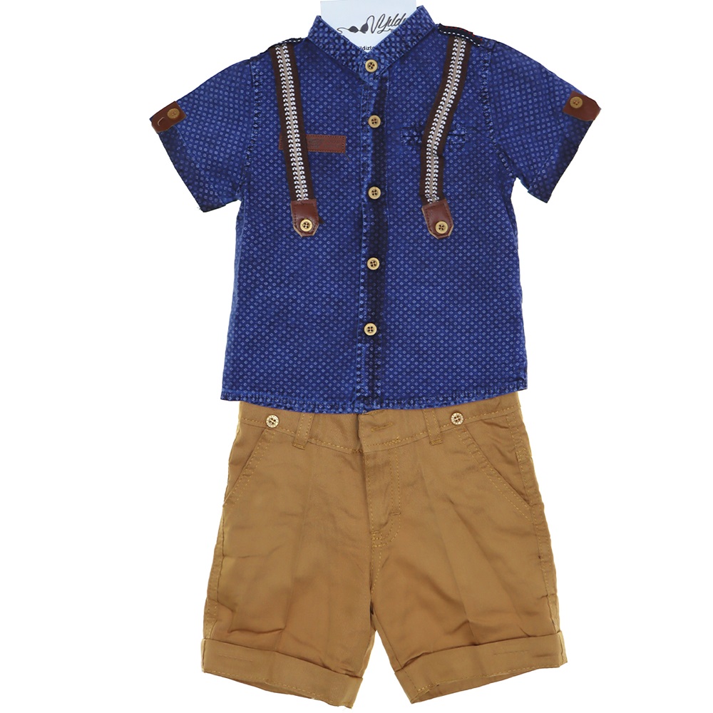 1174 Erkek Kot Gömlekli Slopetli 2li Takım 1-4 Yaş